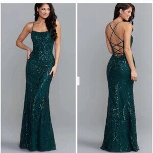 PromGirl Statement-Back Long Sequin Prom Dress
